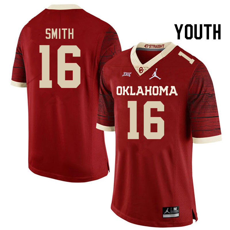 Youth #16 Blake Smith Oklahoma Sooners College Football Jerseys Stitched-Retro